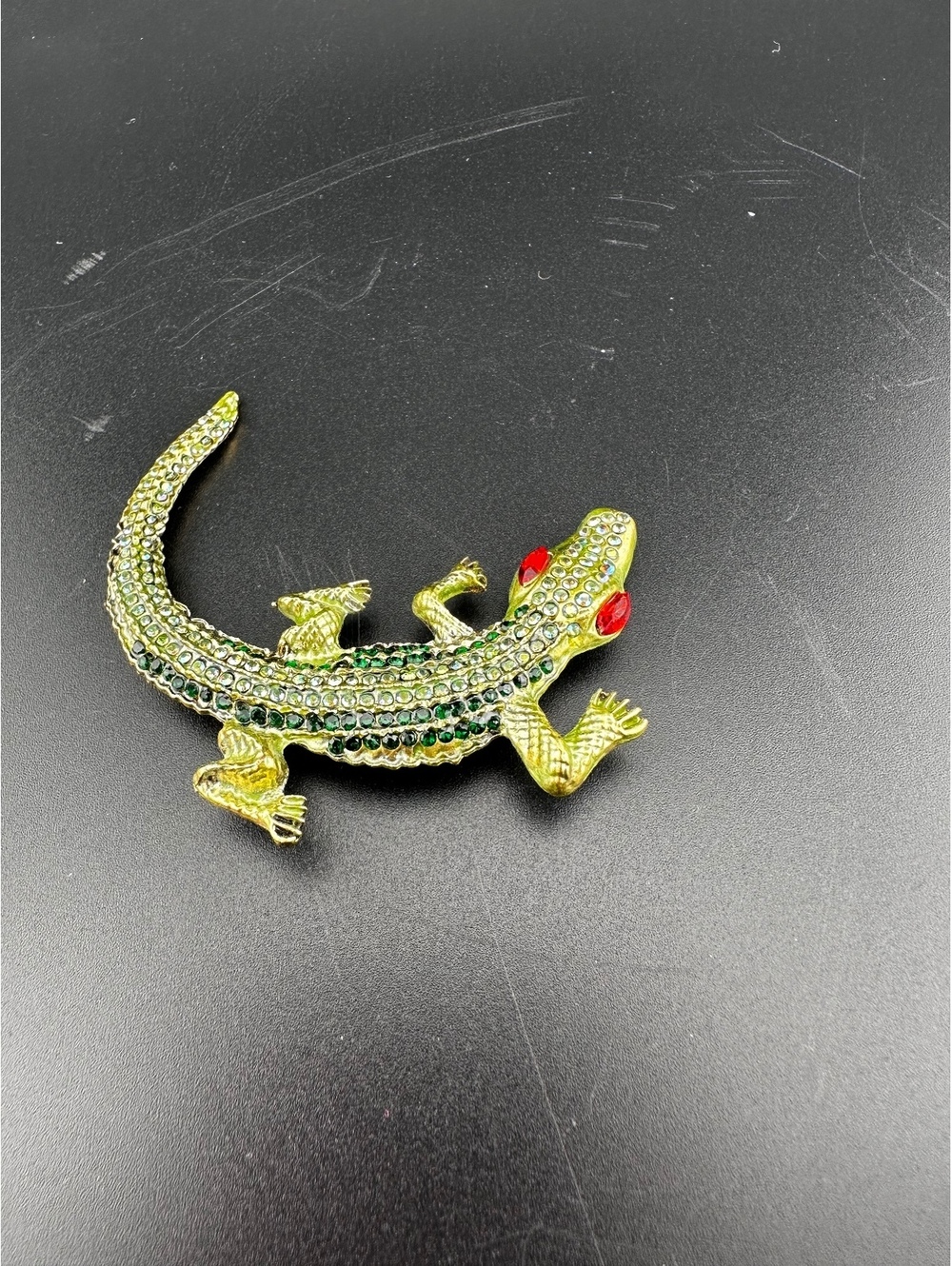 Sparkling Alligator Brooch with Crystal Accents